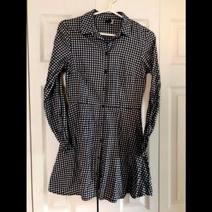 Collared checkered print dress